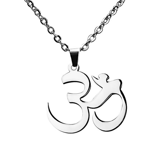 

stainless steel gymnastics sanskrit design charms pendant necklace, Silver