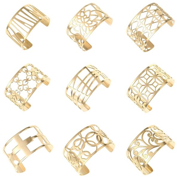 

legenstar bangles &bracelets for women hollow stainless steel cuff bangles bijoux manchette femme bracelet gold color pulseiras, Black