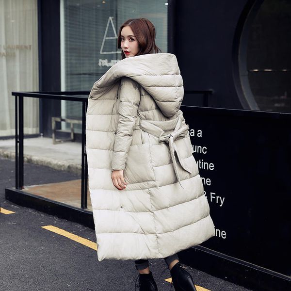 

winter long women jacket coat warm women parkas lace up thicken cotton padded winter jacket hooded parka overcoat c5799, Black
