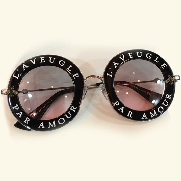 

women retro round sunglasses english letters female male glasses fashion men ladies eyewear, White;black