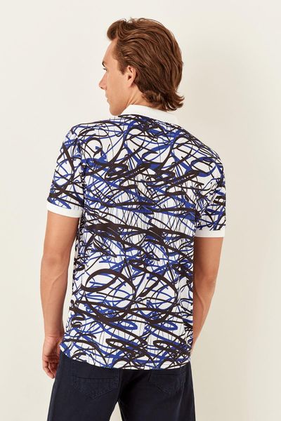 

trendyol white men printed new polo collar t-shirt tmnss19po0027, White;black