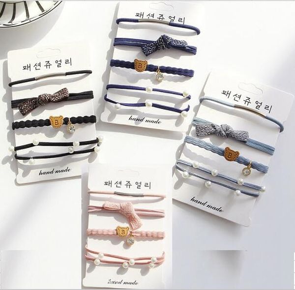 

baby lady scrunchies rope hair accessories elastic rubber bands ring headwear girls ponytail holder pompon hair tie band 20sets hd121, Slivery;white