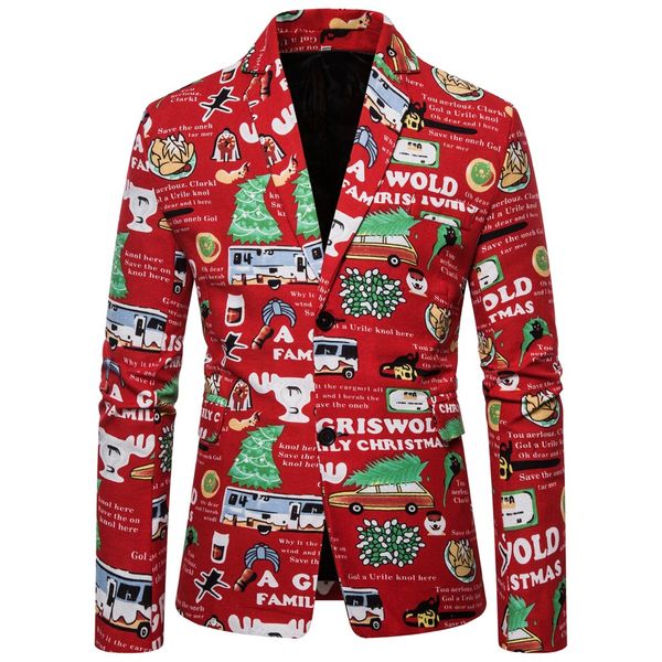 

men's christmas jacket fashion cartoon christmas suit jacket party slim casual men's blazer party wedding mostly, White;black