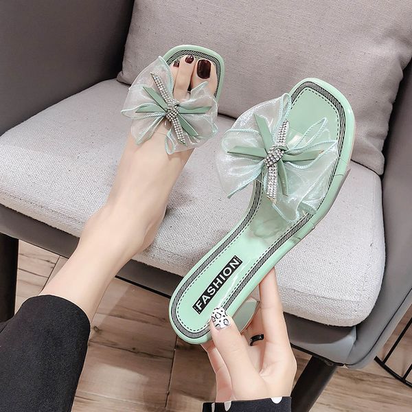 

beach shoes woman's slippers slides women heels butterfly-knot fashion sabot 2020 high transparent pvc pu rome fabric, Black