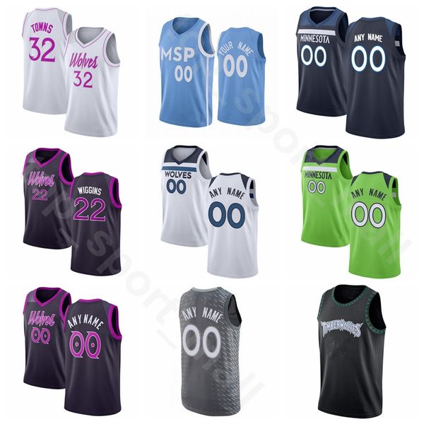 

screen print basketball karl anthony towns jersey d angelo russell jarrett culver jake layman josh okogie city finished earned edition, Black;red
