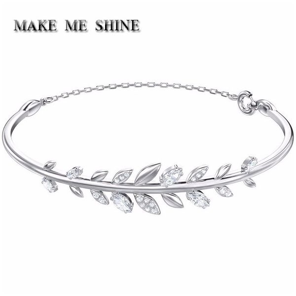 

swa elegant fresh foliage elegant exquisite female bracelet hand chian jewelry evening party, Black