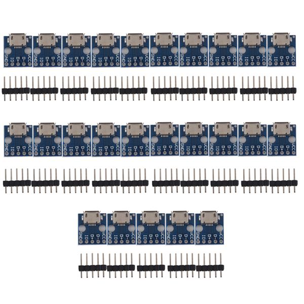 

250pcs female micro usb to dip 5-pin pinboard 2.54mm micro usb type