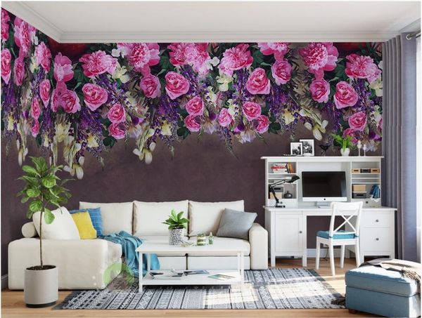 

3d wallpaper custom p mural european-style nostalgic rose tv background wall wallpaper for walls 3 d