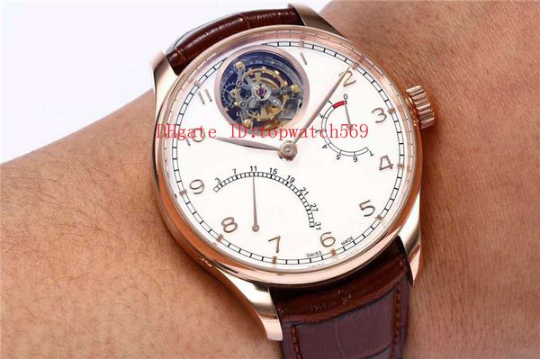 

zf factory mens wristwatch real tourbillon watch automatic 28800 vph power reserve for seven days pointer date sapphire rose gold case, Slivery;brown