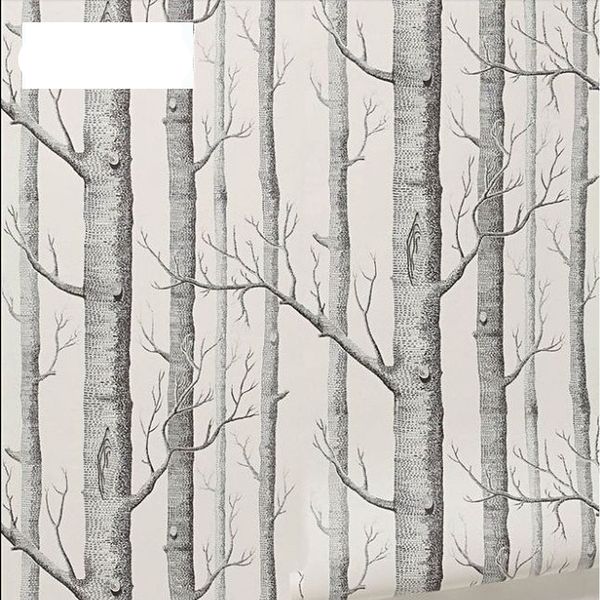 

Black White Birch Tree Wallpaper for Bedroom Modern Design Living Room Wall Paper Roll Rustic Forest Woods Wallpapers Pearly, 10mx53cm