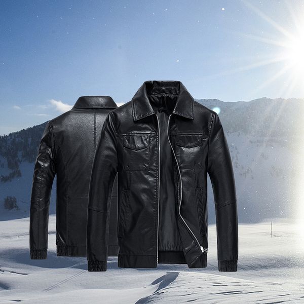 

autumn and winter men's casual solid color long-sleeved slim leather winter jacket men chaquetas hombre, Black;brown