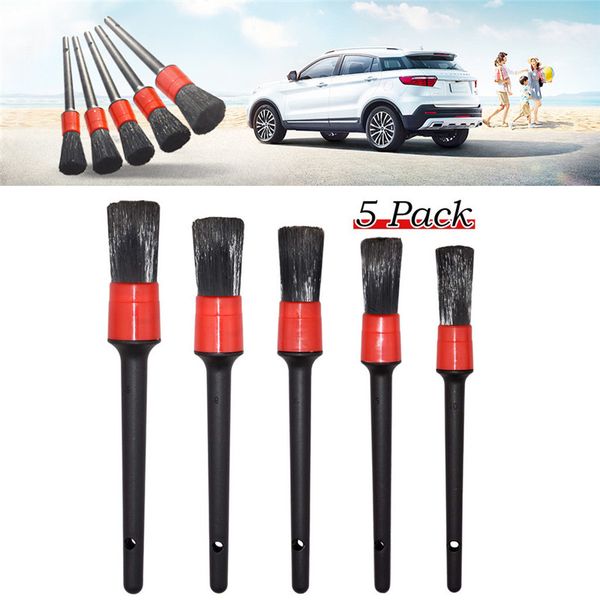 

rundong car cleaning tools 5pcs natural boar hair detail brush set automotive detailing for car cleaning