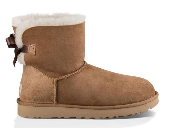 Venda quente-inverno botas de neve mulheres com caixa clássico de couro alto bailey bow menina sapatos sz5-10 peles de lã barato boot