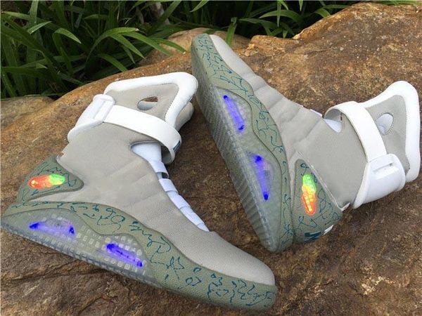 

2019 дизайнерская обувь Air mag Back to the Future McFly LED Mens Mag кроссовки мода роскошные серые Женские сапоги