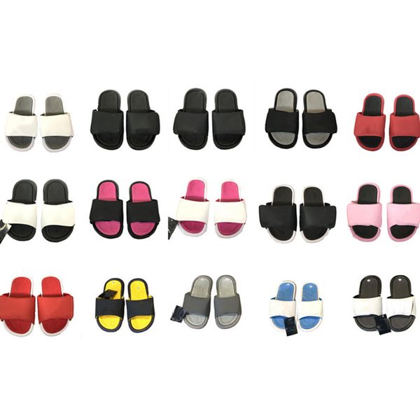 

women brand slippers flip flops panelled couple sportswear summer beachwear hook and loop fasteners print outdoors indoor 0150, Black