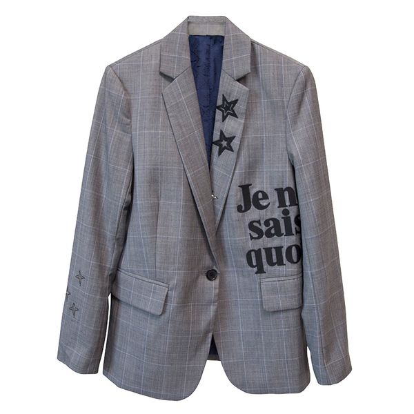 

2020 handsome silver star beaded women blazer heavy industry embroidery jacquard coats lapel collar single button female coats, White;black