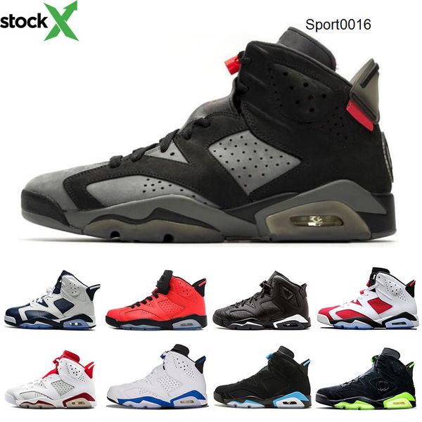

новые 6 6s мужчины баскетбол обувь ультракрасный бред travis скоттс unc psg flint carmine sport blue мужские кроссовки спортивные кроссовки, Black