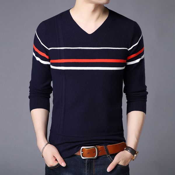 

2019 autumn new v-neck sweater for men fashion keep warm sweaters men's casual elastic printting sweaters j641, White;black