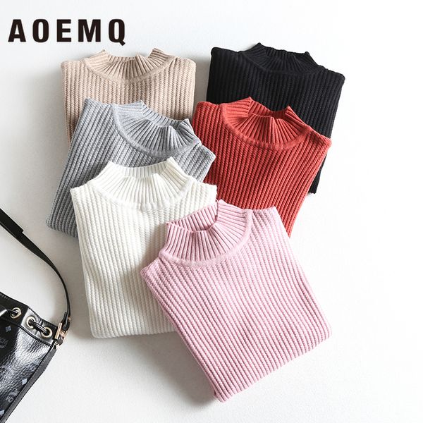 

aoemq christmas sweater winter cotton keep warm pullover turtleneck sweater solid striped women for women clothing, White;black