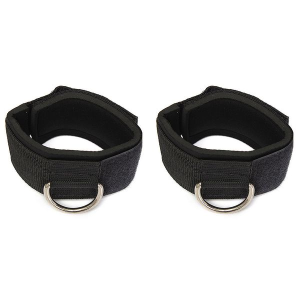 

2 pcs ankle twin strap fitness strap leg thigh pulley gym cable attachment leg for bodybuilding 40 * 5cm, Black
