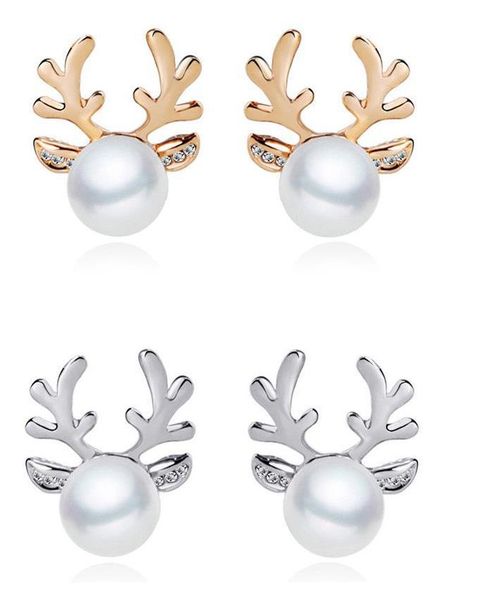 

2018 горячая мода новый изысканный рога кристалл имитация жемчужное ожерелье или серьги ювелирные изделия для женщин, Silver