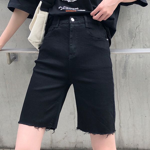 

[ewq] 2020 spring summer new arrivals high waist skinny knee length denim pants women cassual vintage straight tide ay28401s, Blue