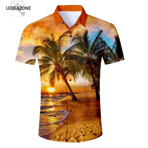 

eur size new brand shirt men short sleeve palm trees 3d shirts 2018 new fashion summer hawaiian shirt chemise homme manche court, White;black
