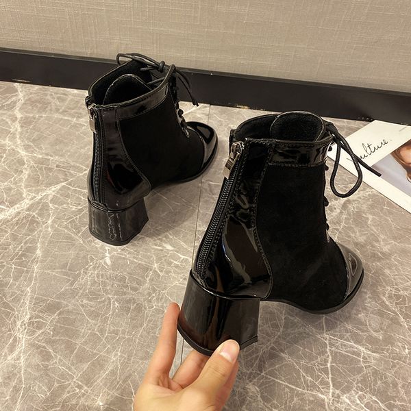 

boots women new 2019 women's shoes autumn zipper winter footwear round toe clogs platform booties ladies luxury designer ankle, Black