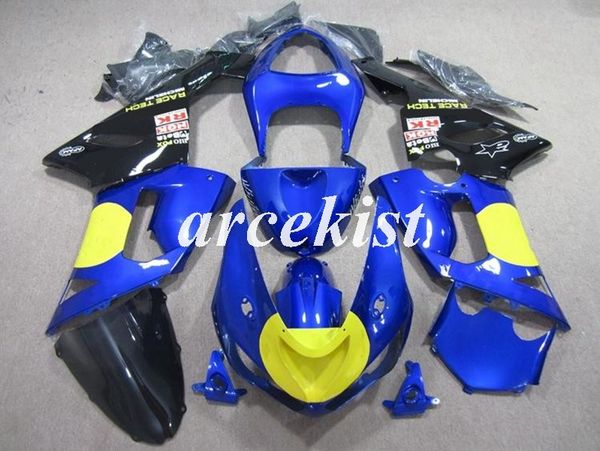 

4 gifts motorcycle new abs full fairings kits fit for kawasaki ninja zx-6r 2005 2006 05 06 636 zx6r bodywork set blue yellow
