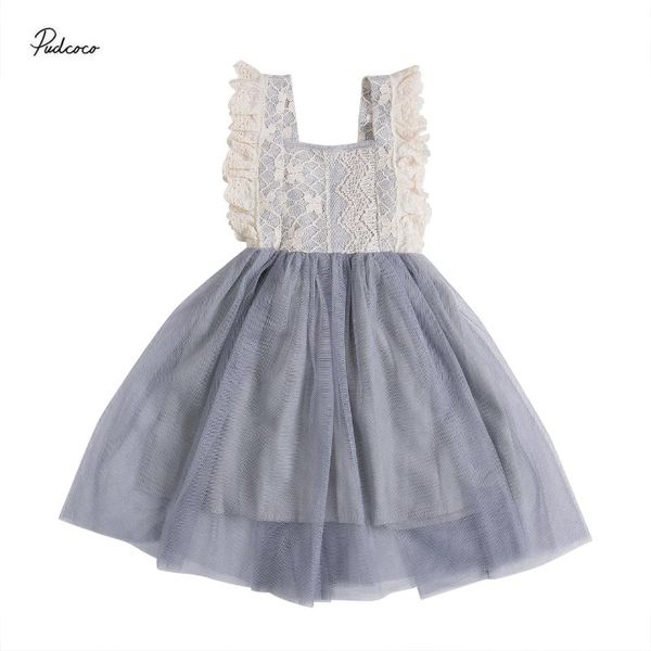 

2020 2 colors 1-6y toddler kids baby girl princess sleeveless lace floral party pageant dress sundress clothes 2-7t, Red;yellow