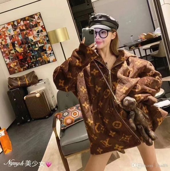 

autumn and winter design new couples jacket hoodie coral wool thick padded jacket fashion trend personality streetwear ing, Black;brown