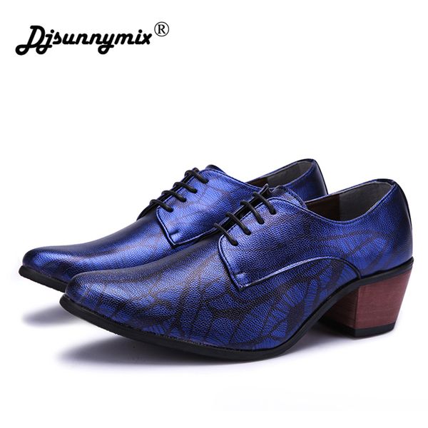 

pointed toe dress shoes for men hight heeled 6 cm mens formal wedding shoes high heels blue red male office dresses footwear, Black