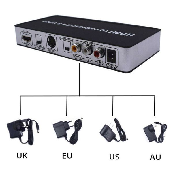 

портативный 1080p hdmi к 3rca av cvbs композитный s-video r / l аудио конвертер адаптер для тв dvd