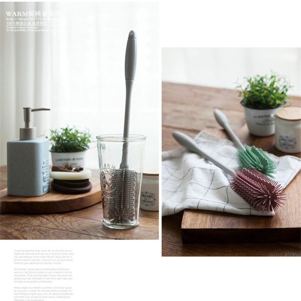 

силиконовые бутылки щетка для чистки кубок кисти длинных ручек вакуумного кубок кисть нет царапину стеклянной бутылки кухни очистка инструме