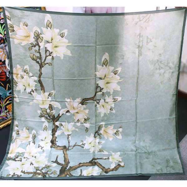 

140см magnolia женский twill большой площади шелковый шарф платок двойного использования, Blue;gray