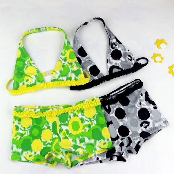 

girls cartoon bikini biquini infantil menina two pieces baby girl swimsuit cute patterned boxer shorts split bikini bathing suit