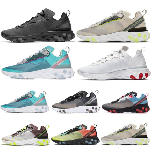 

react element 87 55 2019 running shoes men women light beige moss black white mens trainers sports sneakers size 36-45 for ing