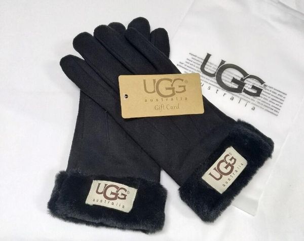 

womens lady girls winter fur gloves touchscreen fleece lined thick warm windproof thermal rabbit fur mittens fe2male ing, Blue;gray
