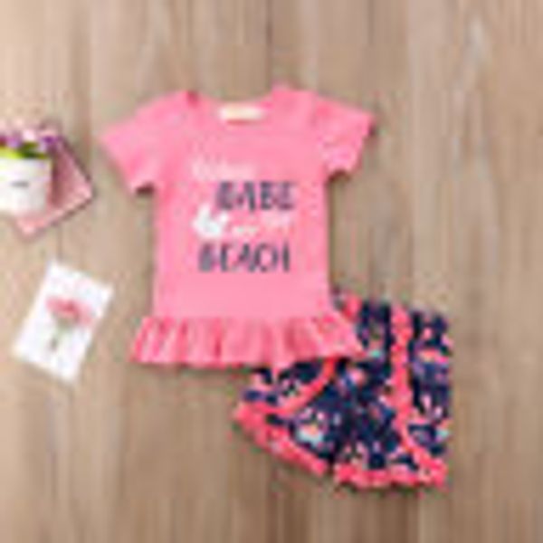 

toddler kids baby t-shirt short pants cotton sunsuit outfits clothes set, White