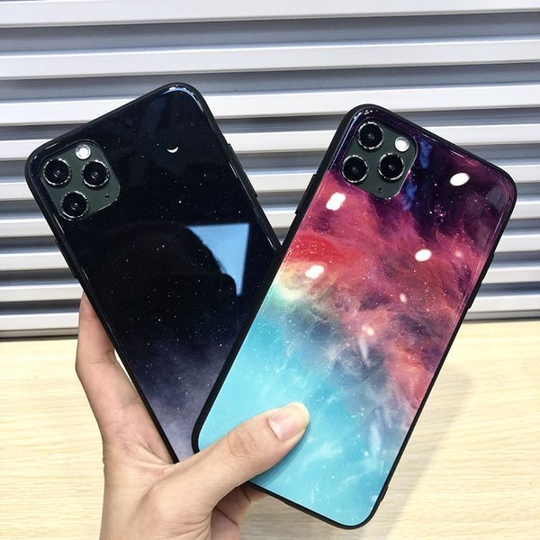 

starry sky tempered glass phone case for iphone 11 pro max xs max xr 8 7 6s plus hard back cover