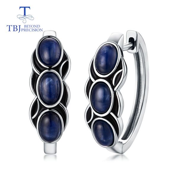 

tbj, новая конструкция застежка серьги с натуральным синий сапфир драгоценных камней ювелирные изделия стерлингового серебра 925 пробы для д, Golden