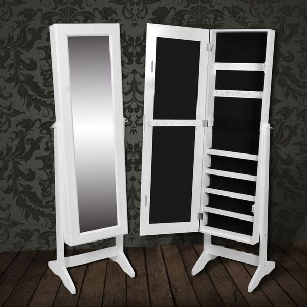 

standing mirror jewellery cabinet wardrobe white living room furniture