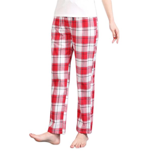 

summer red plaid 100% cotton womens lounge pants plus size sleep bottoms women female pajamas sleepwear trousers, Black;red