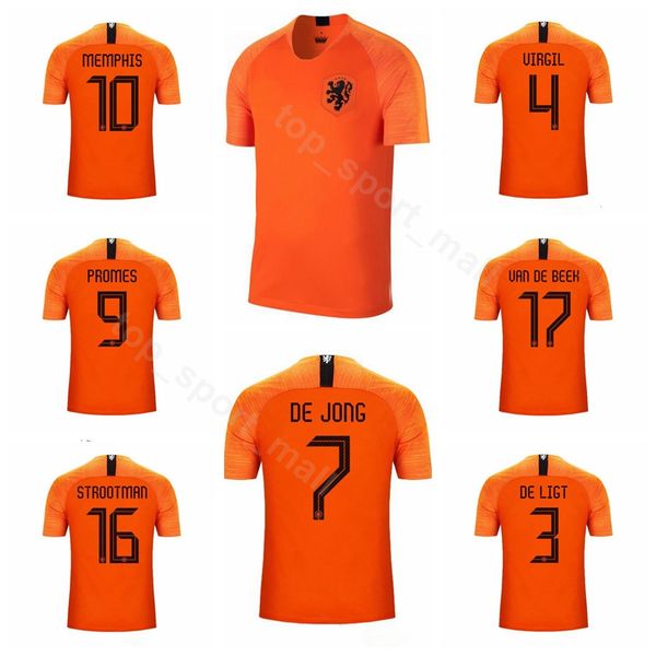 

2019 2020 Netherlands Soccer 7 DE JONG Jersey 3 DE LIGHT 9 PROMES 16 STROOTMAN 17 VAN DE BEEK Football Shirt Kits Uniform