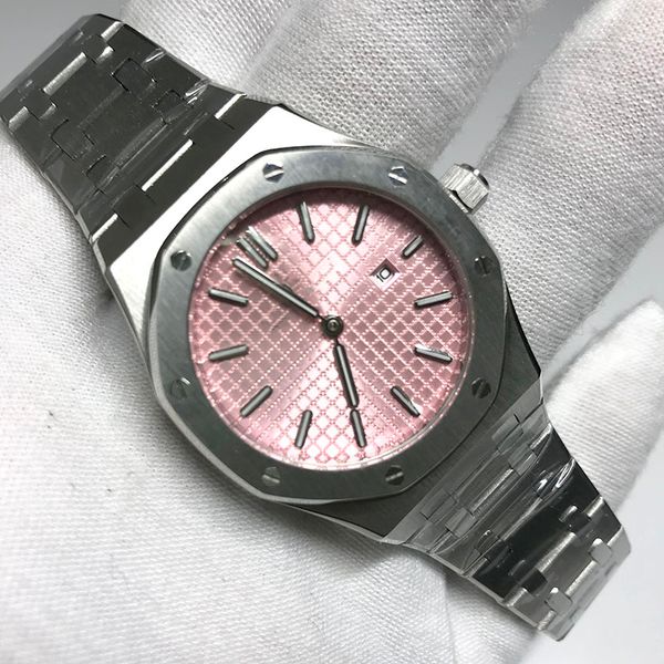 

2020 розовый женского циферблат часы хорошего качества размера 33мм королевского дуб кварц серебряный браслет из нержавеющей стали складной, Slivery;brown