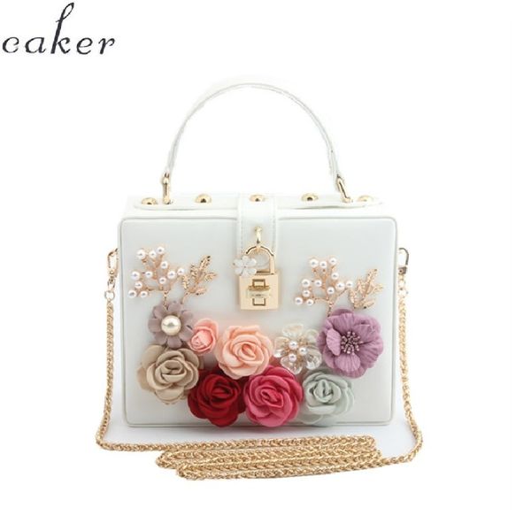 

caker brand women beaded flower handbag fashion shoulder crossbody bags day clutches bags
