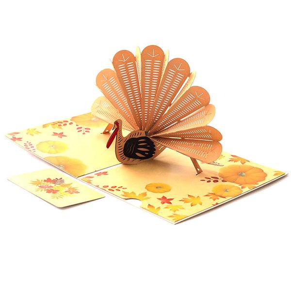 

3d up present pumpkin turkey print thanksgiving day paper laser cut greeting cards postcards thank you gifts folding