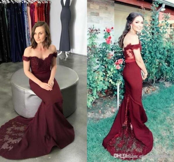 

2019 mermaid prom dresses off shoulder sleeveless lace applique beads sequined floor length evening dresses formal party dresses, Black