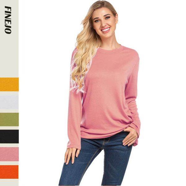 

spring/summer 2020 new elling basic undergarment long-sleeved loose t-shirt for european and american ladies, White