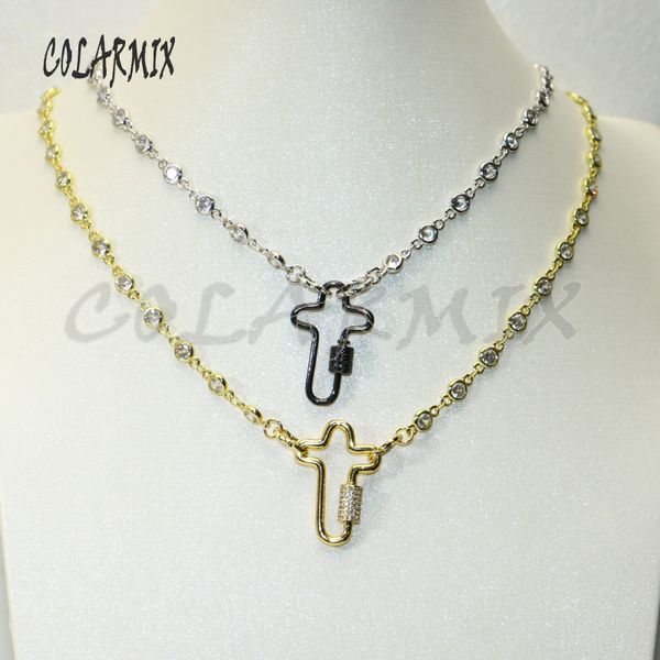 

3pcs cross pendants necklace zircon chain necklace bolt charm fashion accessories for women 506230, Silver